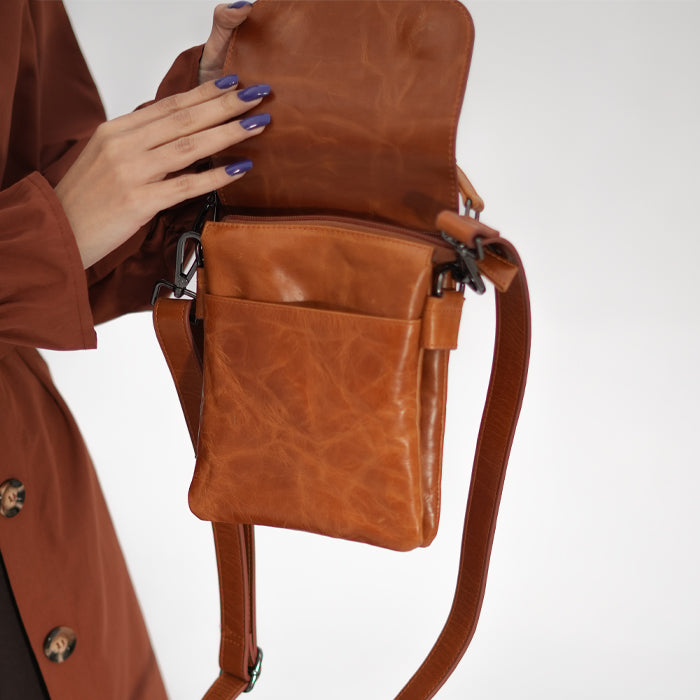 Cross body bag-Tan Smooth